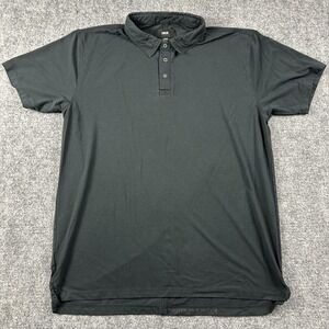 TRUE Polo Shirt Mens Large Black Solid Golf Performance Short Sleeve Casual Top